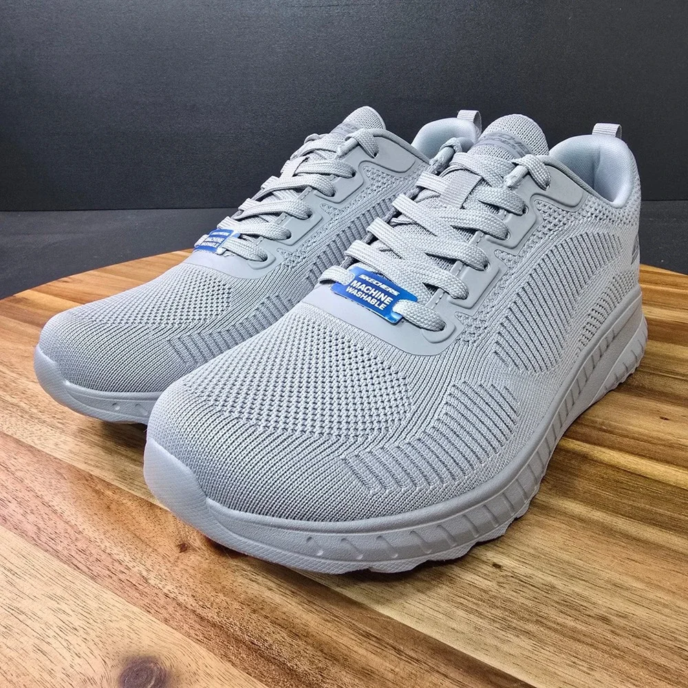 Skechers Bobs Squad Chaos Face Off Womens 10 Wide Light Gray‎ Vegan Memory Foam